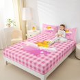 thumbnail image 5 of Feelyou Funny Cute Duck Twin Sheet Sets, Girly Pink Plaid Patchwork Twin Fitted Sheet, Teens Kids Boys Girls Flat Sheet, Lightweight Room Decor, 3pcs, 5 of 8
