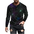 thumbnail image 2 of YOIAVAIOY Men Spooky Print T shirts Long Sleeve Graphic Pullover Tee Shirt Lightweight Crewneck Tee Shirts Stylish Fall Tops Black XXL, 2 of 5