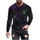 thumbnail image 2 of Blusas y camisas de manga larga con cuello redondo para hombre, estilo casual, cuello redondo, manga larga, camiseta estampada de Halloween, blusas, blusas de poliéster para hombre., 2 of 5
