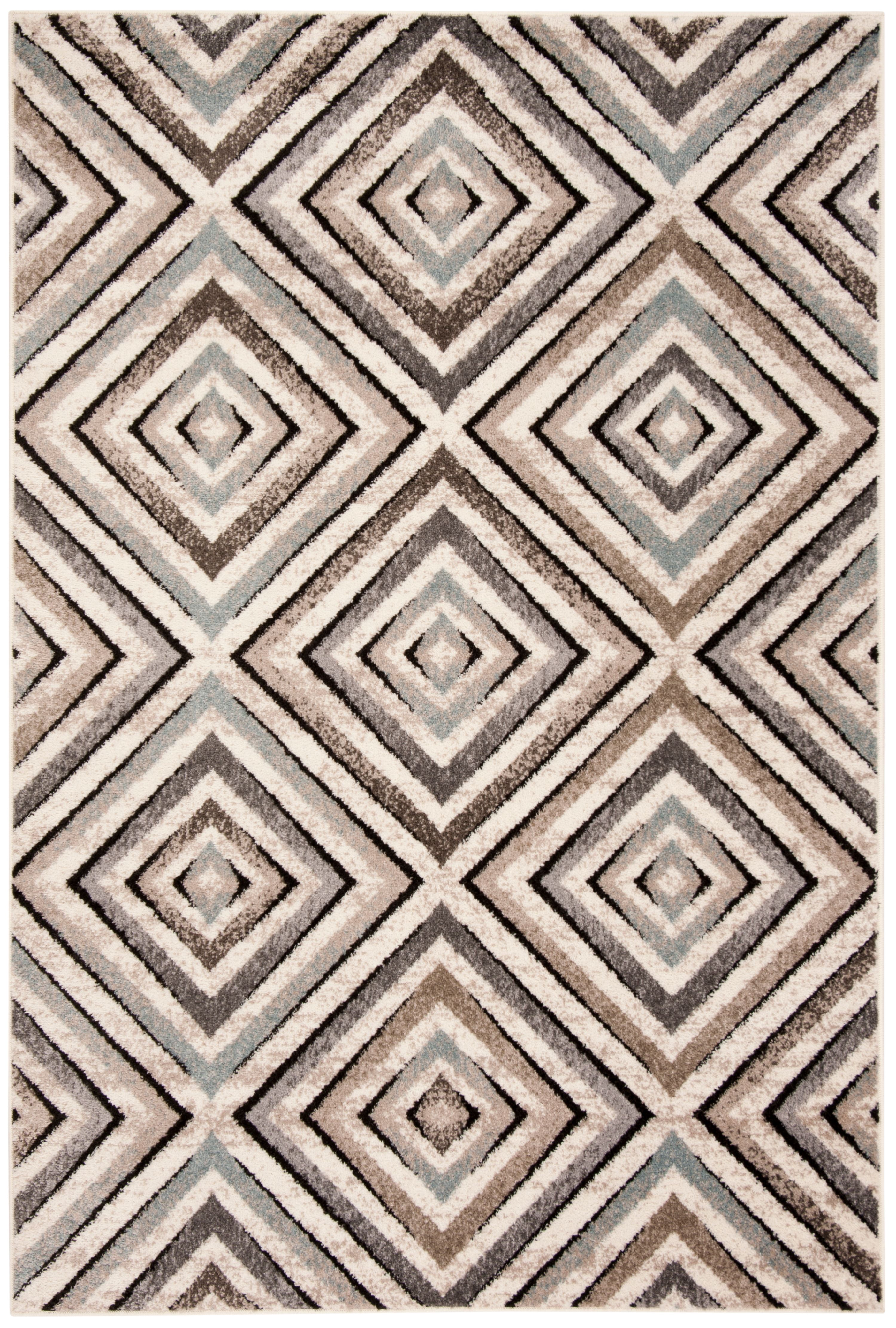 SAFAVIEH Amsterdam Rebeca Geometric Diamonds Area Rug, Cream/Beige, 4' x 6'