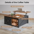 thumbnail image 3 of 31.5" Square Lift Top Coffee Table, Farmhouse Coffee Table with Ample Storage, Wood Center Table with Sliding Doors and Large Hidden Space for Living Room Home Office, Black, 3 of 9