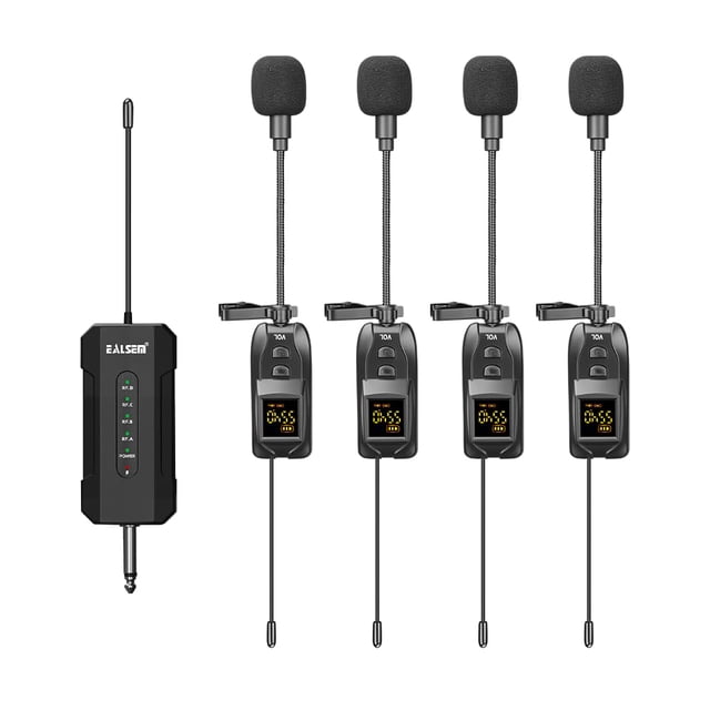 Sistema de micrófono de solapa inalámbrico ealsem ES-384 4-CH UHF