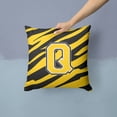 thumbnail image 2 of Letter Q Initial Tiger Stripe - Black Gold  Fabric Decorative Pillow, 2 of 4