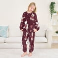 thumbnail image 5 of BZSMCE Unisex Fluffy Pajama Set Burgundy Bear Heart Cuddle Printed, 5 of 8
