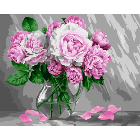 UPC: 4650206104116 | Painting By Numbers Kit Crafting Spark Beautiful Peonies B127 19.69 x 15.75 In Flowers Green Canvas