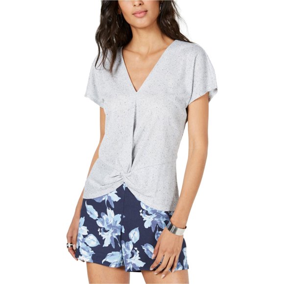 INC Blusa con parte delantera torcida para mujer, metálica, pequeña