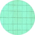 thumbnail image 1 of Ahgly Company Machine Washable Indoor Round Solid Turquoise Blue Modern Area Rugs, 8' Round, 1 of 4
