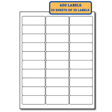 600 Product Sticker Labels 30 Per Page Compatible with Any Laser or Inkjet Printers, Use for Barcode, Address Labels, Shipping, and Organizing 20 Sheets / 600 Labels 1" x 2-5/8" Each Label
