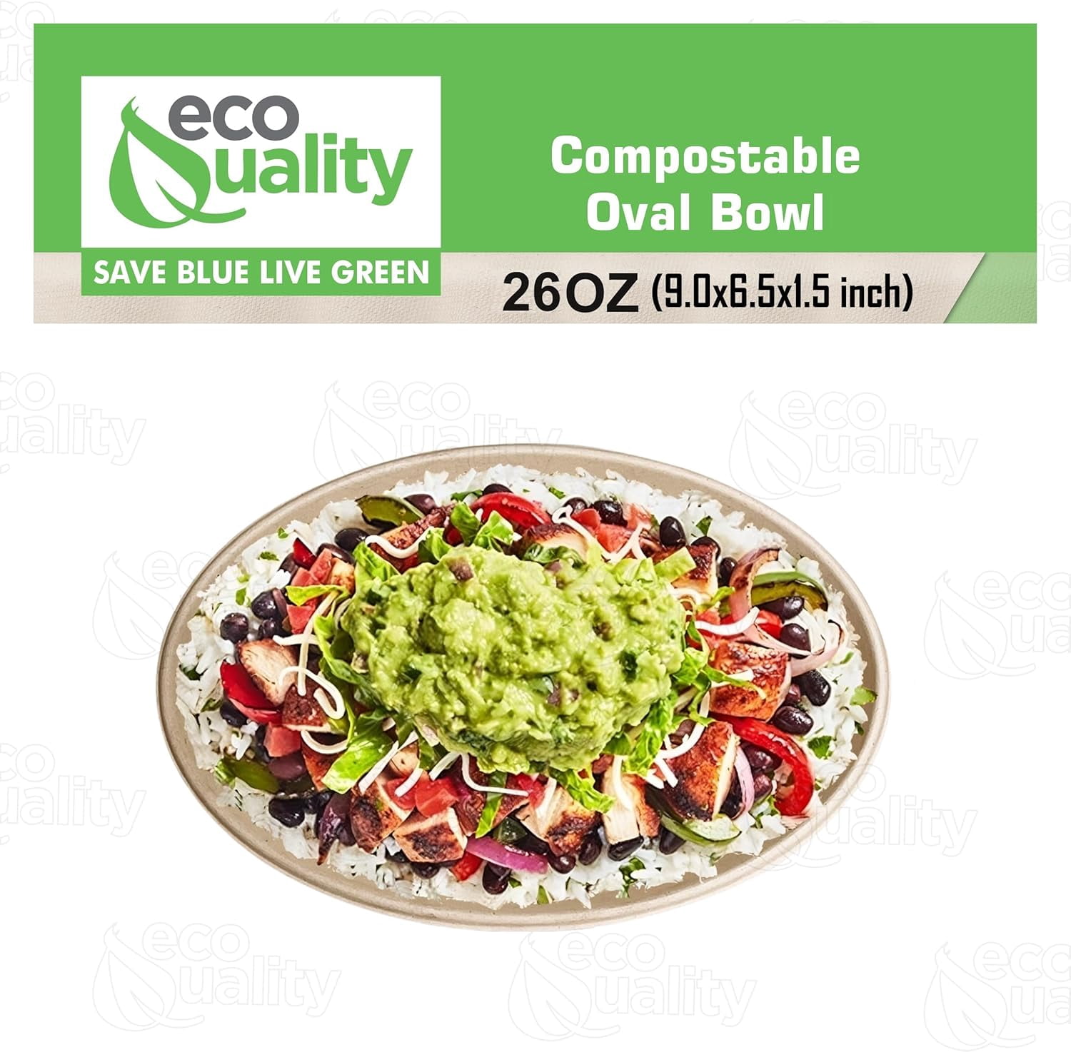 26oz Oval Disposable Compostable Paper Burrito Bowls Heavy-Duty, Eco-Friendly Oval Bowls Natural Bagasse Unbleached, Heat Resistant, 100% Biodegradable Salad Bowls Alternative to Plastic (25)