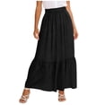 thumbnail image 2 of Tiered Maxi Skirt with Pockets, High Waisted A-Line Long Skirt, Casual Flowy Summer Skirt, 2 of 6