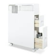 thumbnail image 4 of TY Arts & Culture Bathroom White Wooden Storage Cabinet with Wheels for Rolling Narrow Bathroom, 4 of 8
