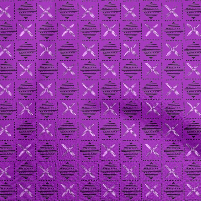 oneOone Rayon Purple Fabric Block Craft Projects Decor Fabric Printed By The Yard 56 Inch Wide-F4