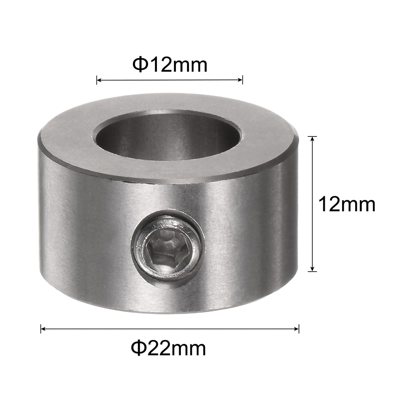10 Packs Set Screw Collars 12mm Bore Stainless Steel Shaft Collars, 22mm OD, 12mm Width, Gear Stopper Wheel Collar