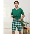 thumbnail image 6 of BEOEOSY Matching Couples Pajamas Soft Mens Pjs Short Sleeve Shorts Set Casual V Neck His and Her Pajamas Lounge Set (Green-Men,m), 6 of 7