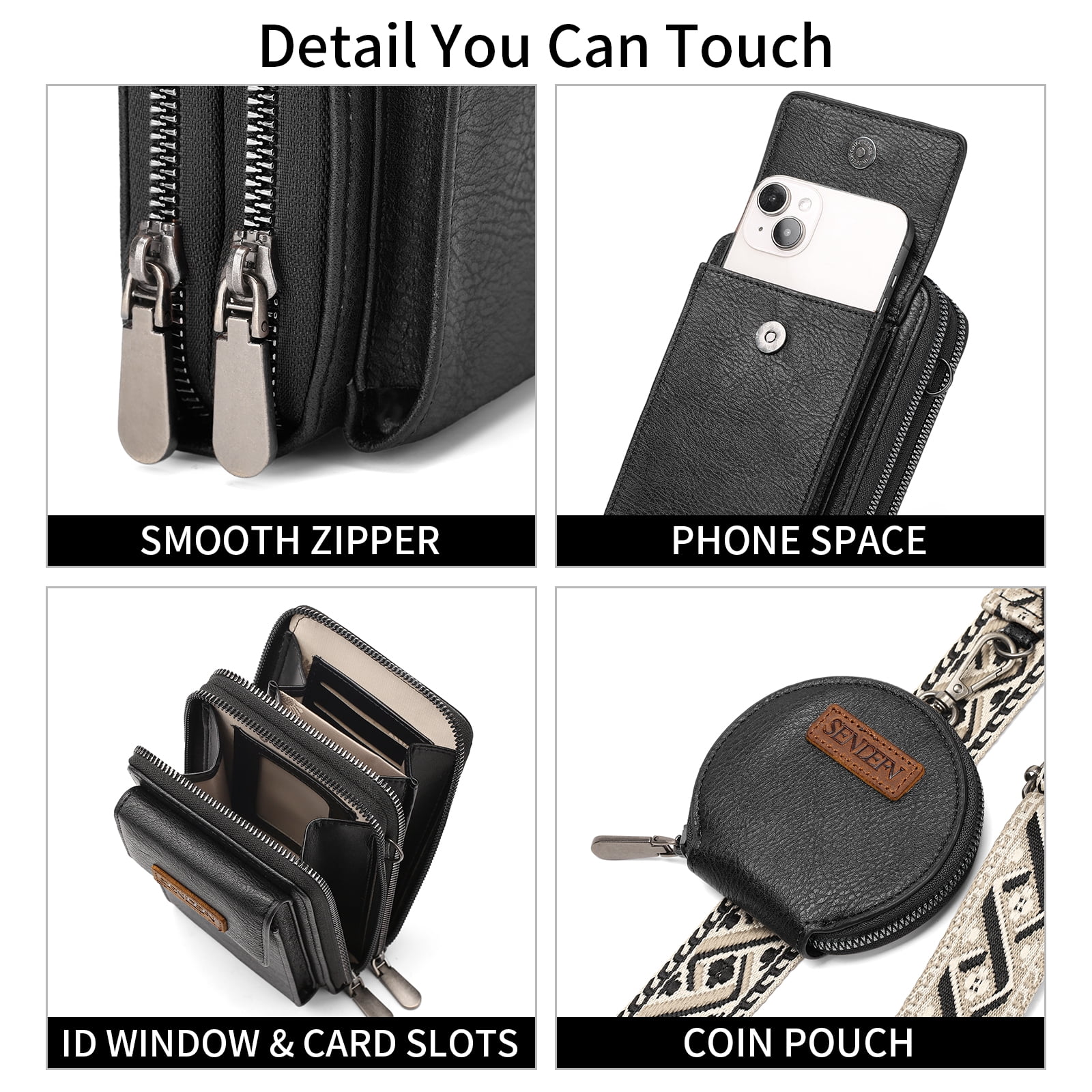 KALUNMA Small Crossbody Cell Phone Purse for Women, Vegan Leather Small Crossbody Bag Wallet Purse Coin Pouch