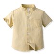 thumbnail image 4 of shoper Boys Button Down Shirt Collared Solid Color Short Sleeve Cotton T-Shirt Casual Summer Tops T-Shirts Toddler To Big Kid Sizes Yellow 70, 4 of 4
