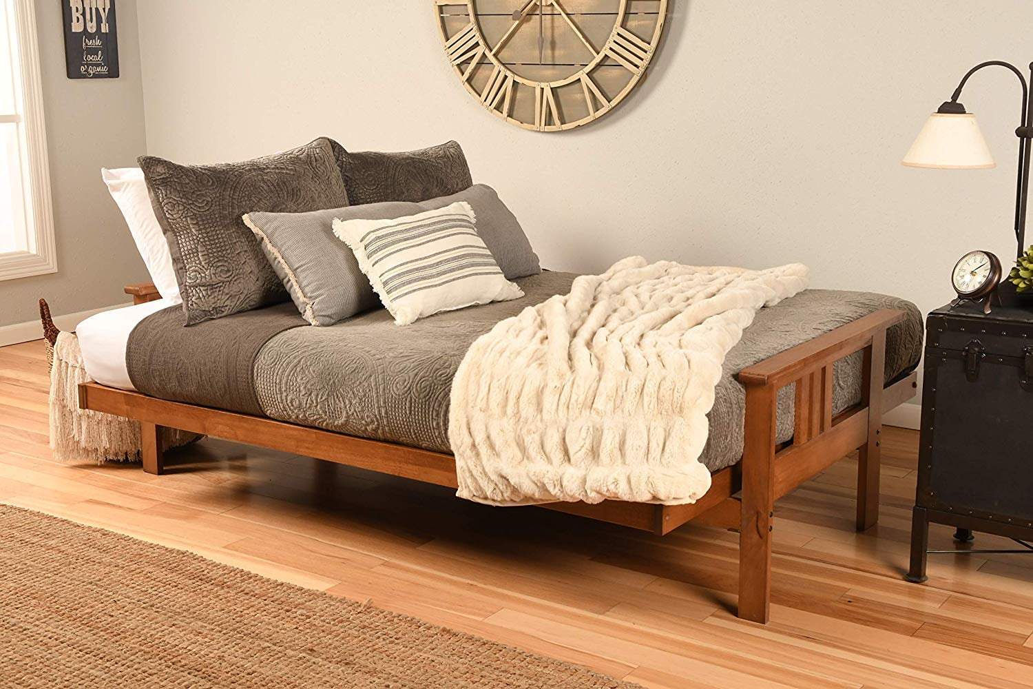Kodiak Furniture Monterey Full Futon with Suede Fabric Mattress in Barbados/Gray