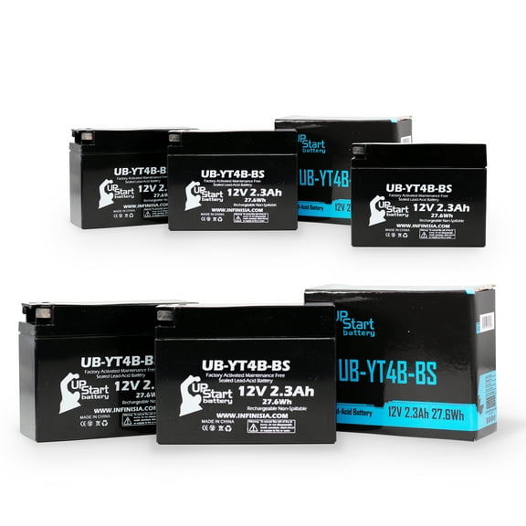 5-Pack UpStart Battery Replacement for 2013 Yamaha TTR110E 110CC Factory Activated, Maintenance Free, Motorcycle Battery - 12V 2.3Ah, UB-YT4B-BS