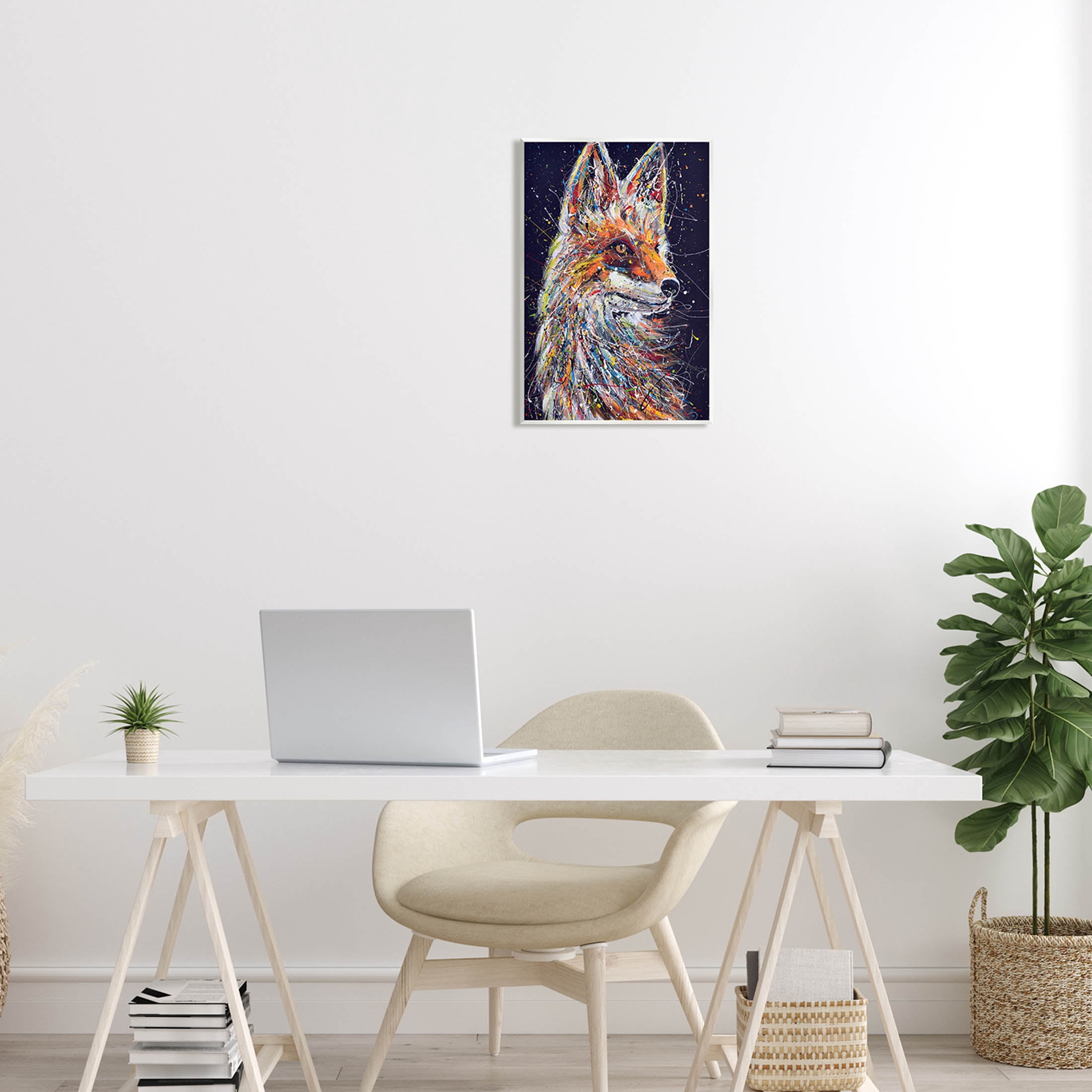 Contemporary Fox Urban Splatter Animals & Insects Painting Unframed Art Print Wall Art