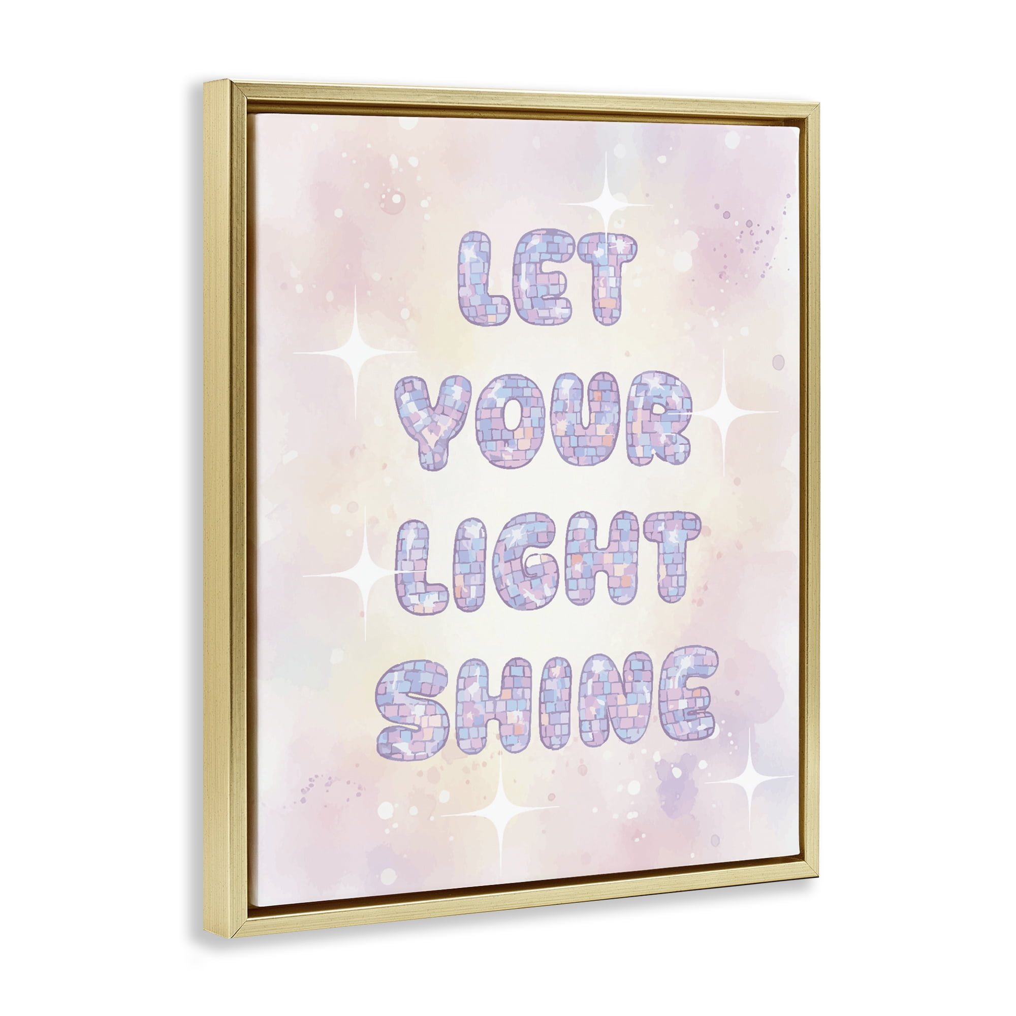 Stupell Industries Let Your Light Shine Pastels Gold Framed Floater Canvas Wall Art, design by Lil' Rue