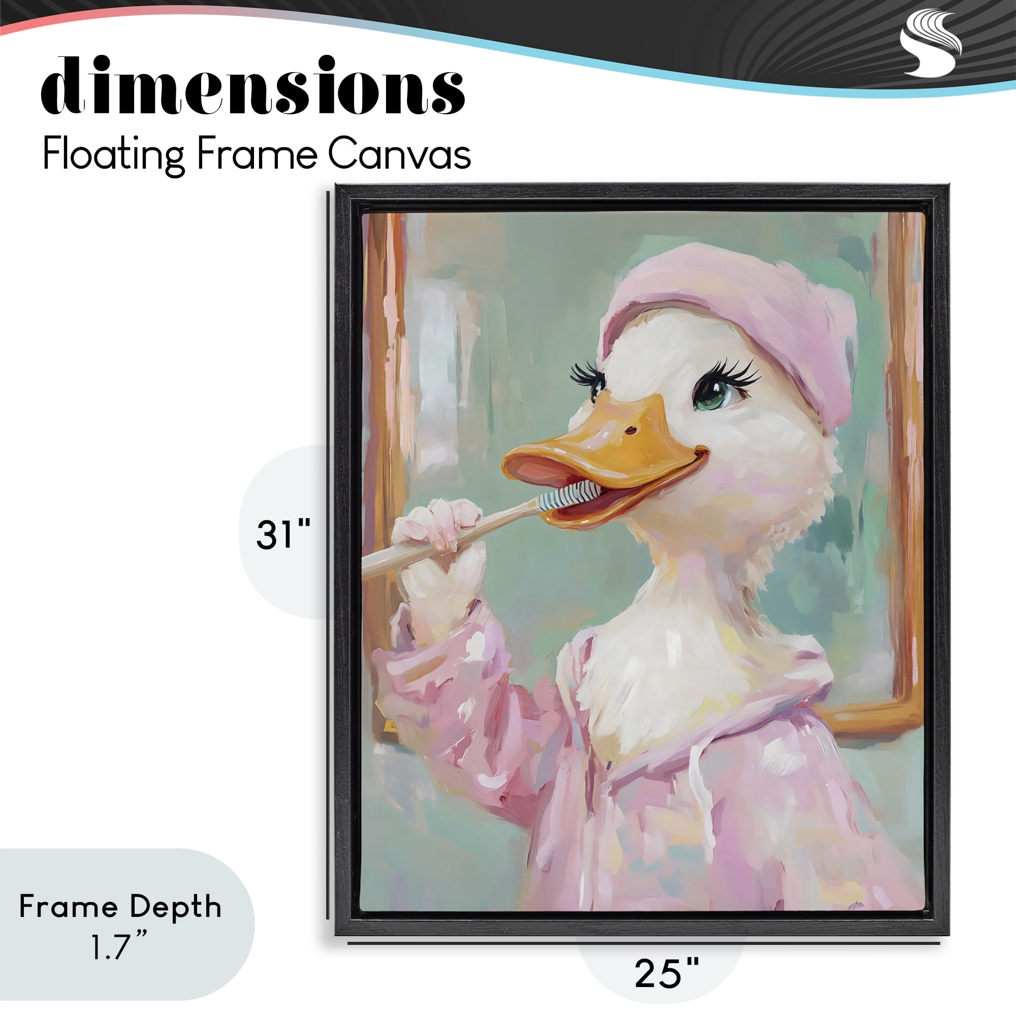 Stupell Industries Duck Brushing Teeth Black Framed Floater Canvas Wall Art, design by The Prints Vibe