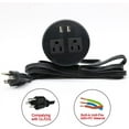 thumbnail image 4 of Power Grommet with USB for Desk, Desktop Power Data Outlet with 2 AC Outlets and 2 USB Ports 6'ft Heavy Duty Power Cord, 4 of 5