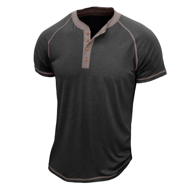 pstuiky camiseta de hombre, Camiseta de manga corta con cuello redondo y botones para hombre camisas casuales para hombre l