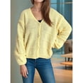 thumbnail image 4 of Cárdigans de Invierno para Mujer, Estilo Cárdigan, con Botones, Abrigos Informales, Oversize, Tejido Grueso de Punto , Larga, Prendas Exteriores Amarillo M, 4 of 8
