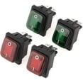 thumbnail image 1 of 4 unids/set impermeable negro 4 pines 2 posiciones ON-OFF lámpara verde roja interruptor basculante 220V indicador a prueba de polvo luz verde lámpara roja interruptor basculante Snap Adepaton YQ-2174, 1 of 8