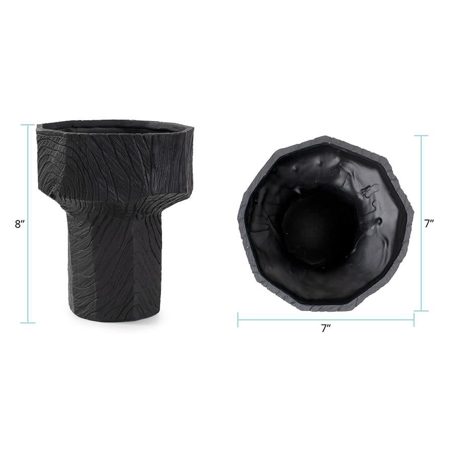 Faux Bois Tall Bowl in an Ebony Finished Polyresin