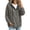 Gray(Ladies Hoodies ), variant on Button Down Waffle Hoodie for Women Loose Fit Drawstring Patch Pocket Long Cardigan