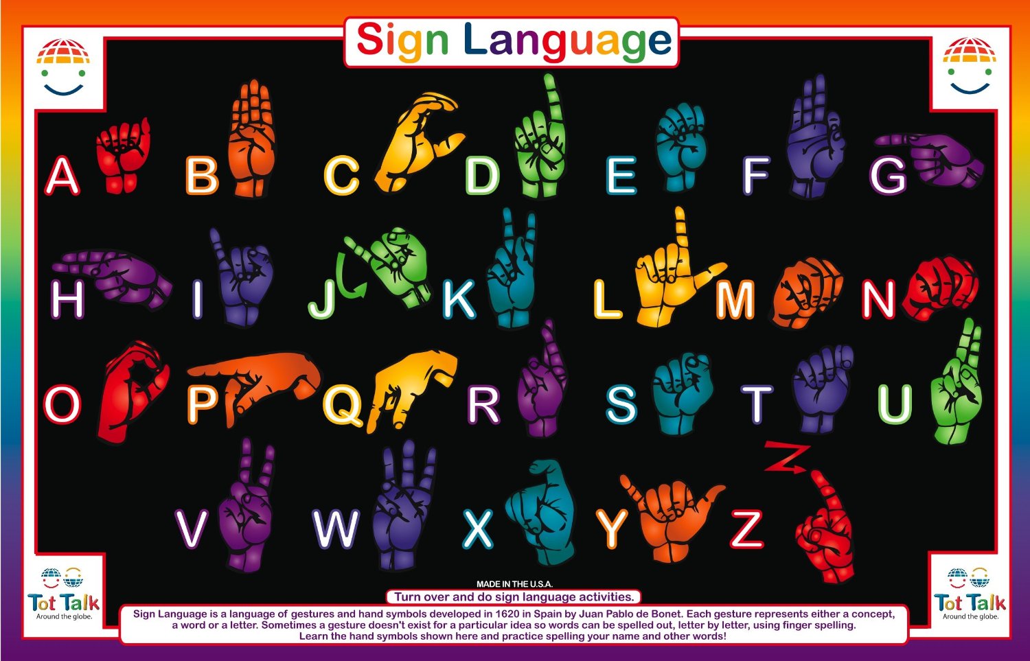 Placemat - Tot Talk - Sign Language Meal Dining Kids Mat tot1014 ...