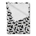 thumbnail image 2 of Cat Soft Flannel Fleece Throw Blanket, Cats Yellow Eyes in Different Positions Paw Traces Playful Feline Animal, Cozy Plush for Indoor and Outdoor Use, 50" x 70", Black White, by Ambesonne, 2 of 5