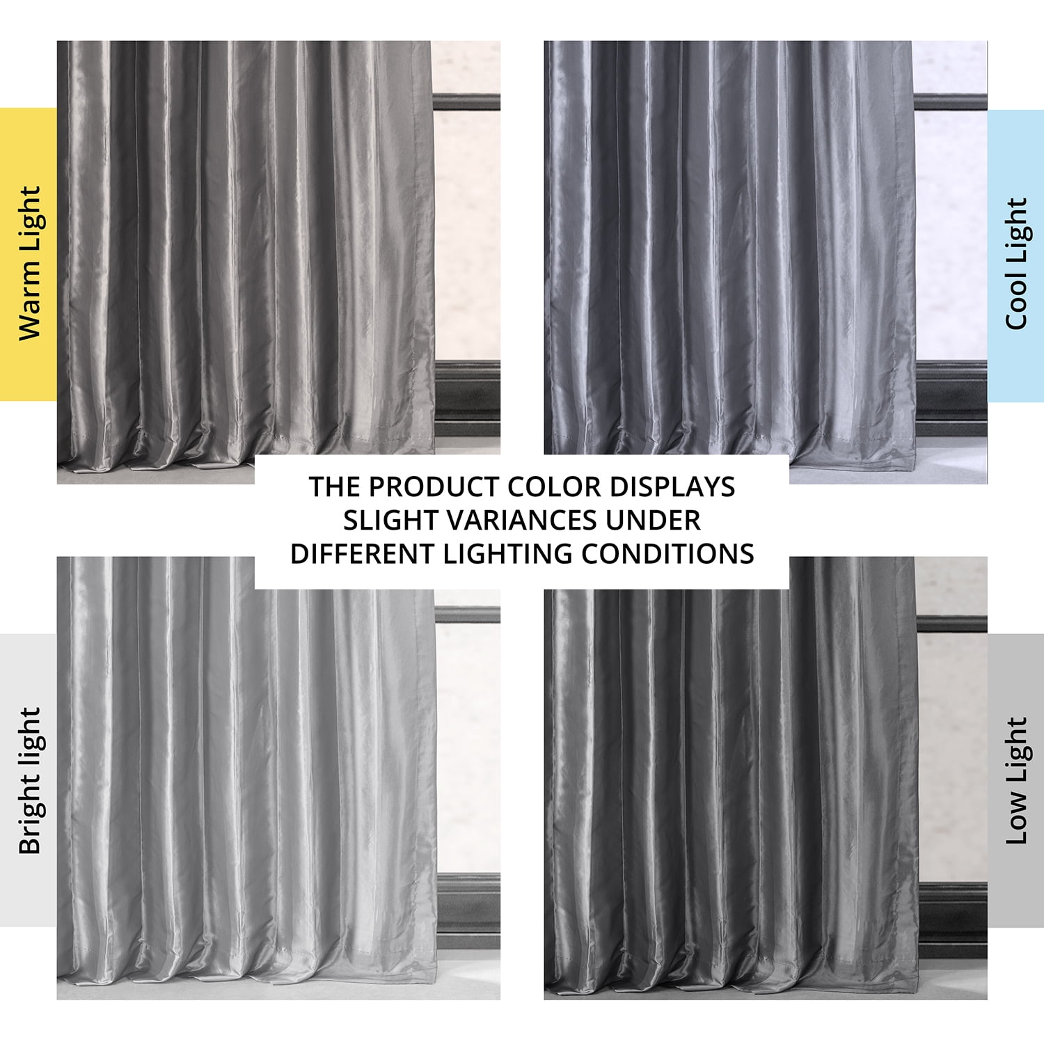 Platinum Blackout Faux Silk Taffeta Curtain (1 Panel), Platinum, 50W X 84L