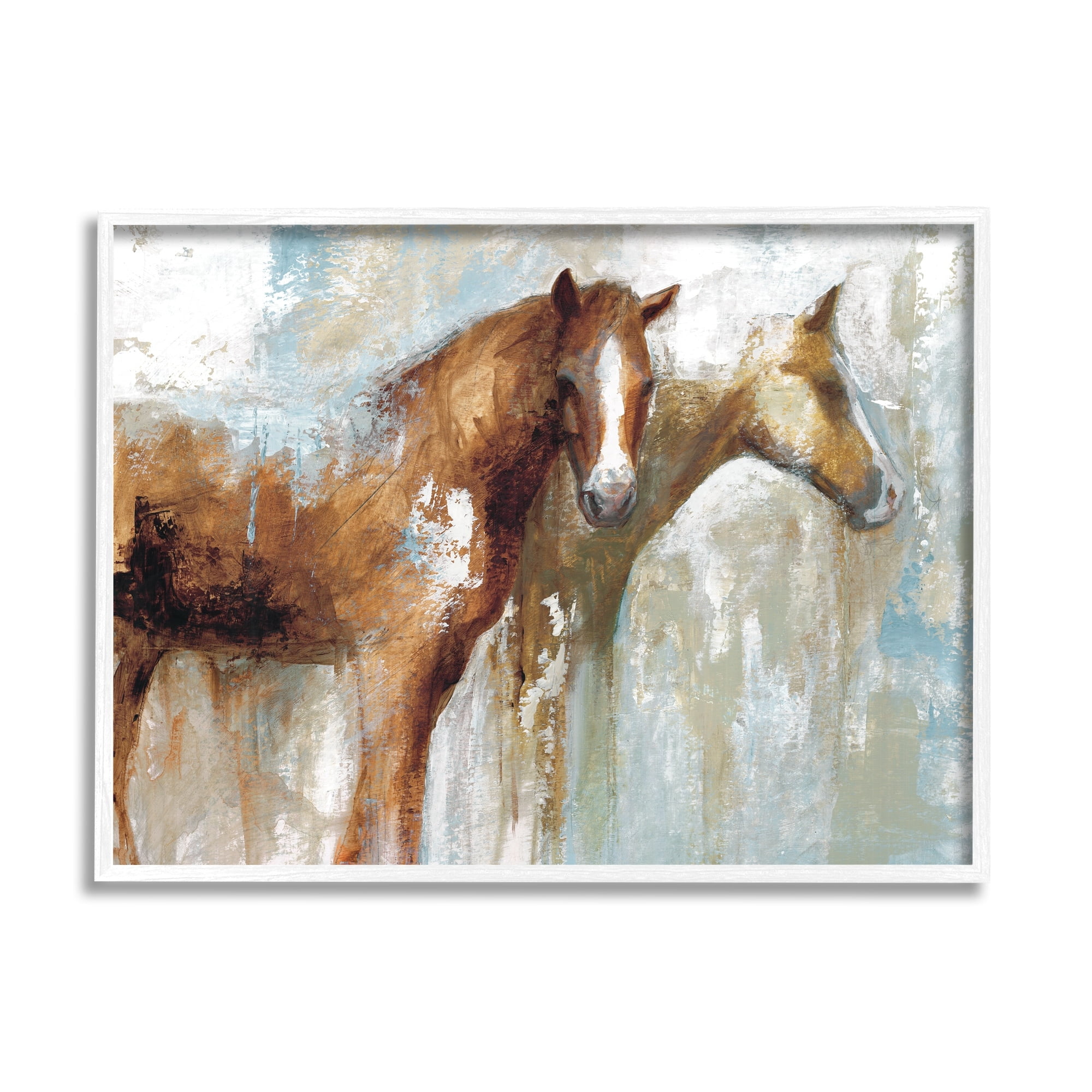 Stupell Industries Layered Abstract Horses Foals Farm Animal Painting Framed Wall Art, 20 x 16, Design by White Ladder