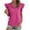 Hot Pink-04, variant on Mittory Women's Dressy Casual Tops Ruffle Sleeve Blouse V Neck Shirts Pleated Drawstring Front Work Blouses Loose Fit