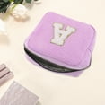 thumbnail image 3 of Unique Bargains 1 Pc Letter A Pattern Makeup Bag for Travel Pink Purple Corduroy, 3 of 6