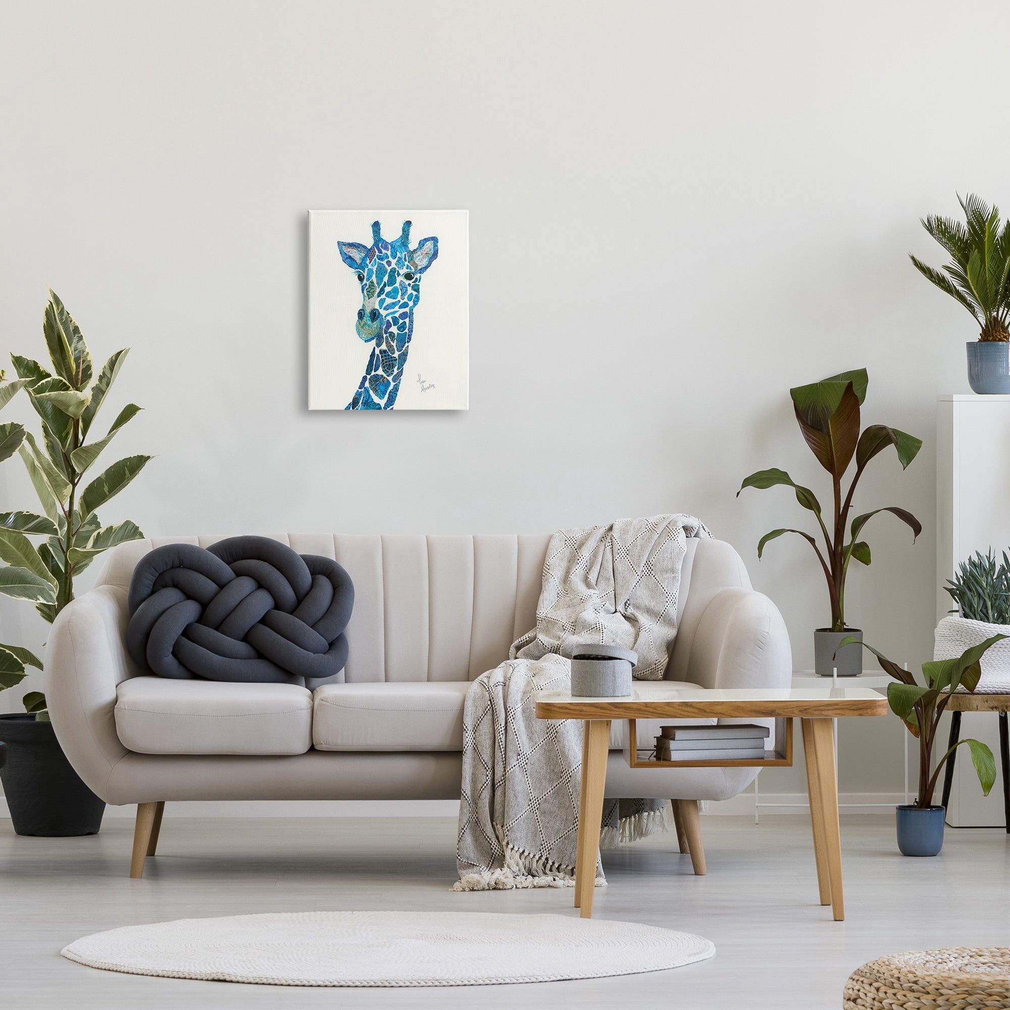 Stupell Industries Blue Giraffe Varied Collage Assortment Animal Painting Graphic Art Gallery Wrapped Canvas Print Wall Art, Design by Lisa Morales