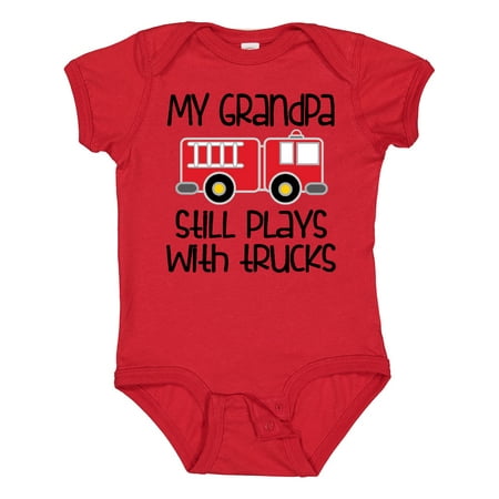 

Inktastic Firefighter Grandpa Plays with Trucks Gift Baby Boy or Baby Girl Bodysuit