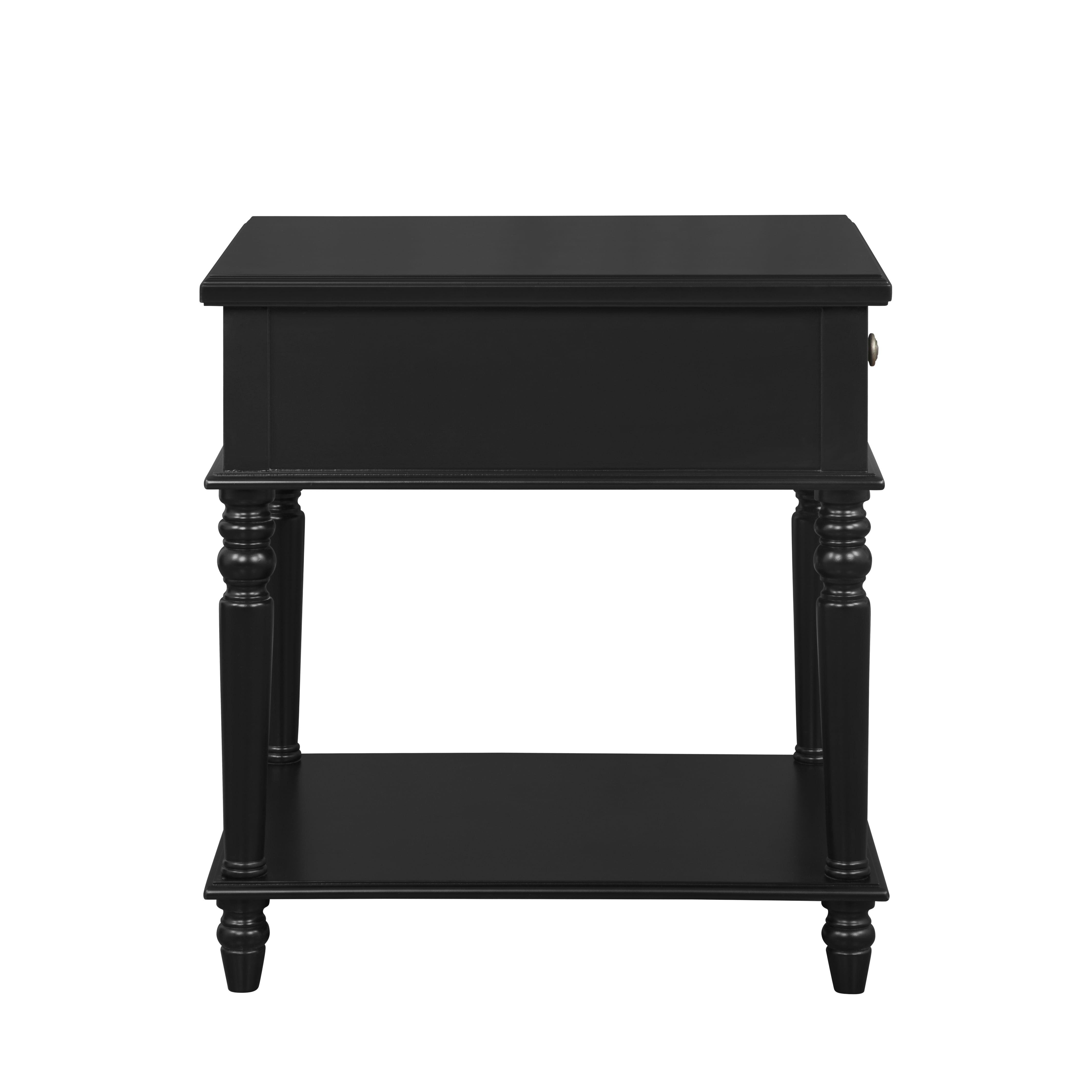 Powell Myles Single Drawer Indoor Side Table with Shelf, Black