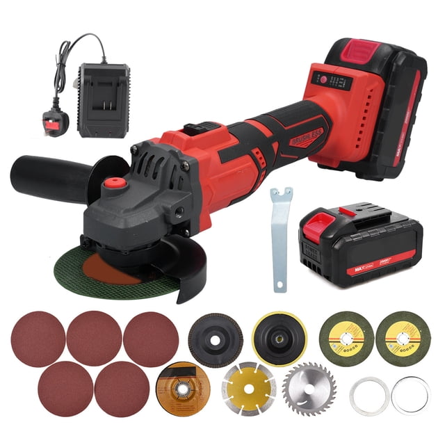 Herramientas Amoladora Angular Inalámbrica 21V 9000RPM Amoladoras Con Escobillas Herramientas Con Batería 4.0Ah Y Cargador Auxiliar Ajustable Para Cortar Pulir Pulir