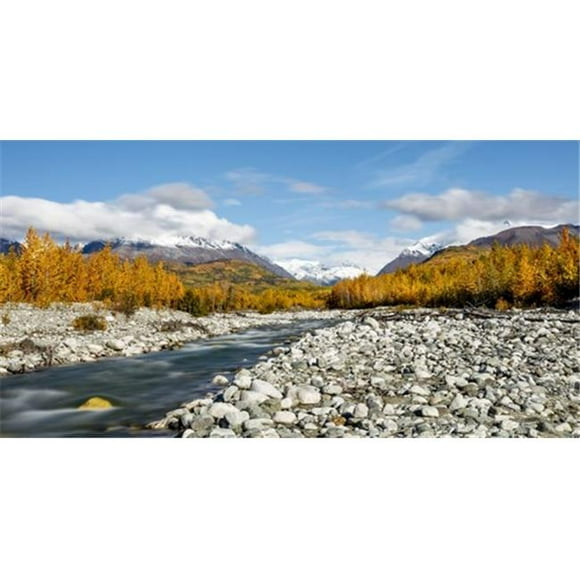 Posterazzi DPI12284933LARGE Long Exposure of Granite Creek & Talkeetna Mountains Along The Matanuska Valley in Southcentral Alaska Autumn Poster Print by Ray Bulson, 42 x 22 - Large