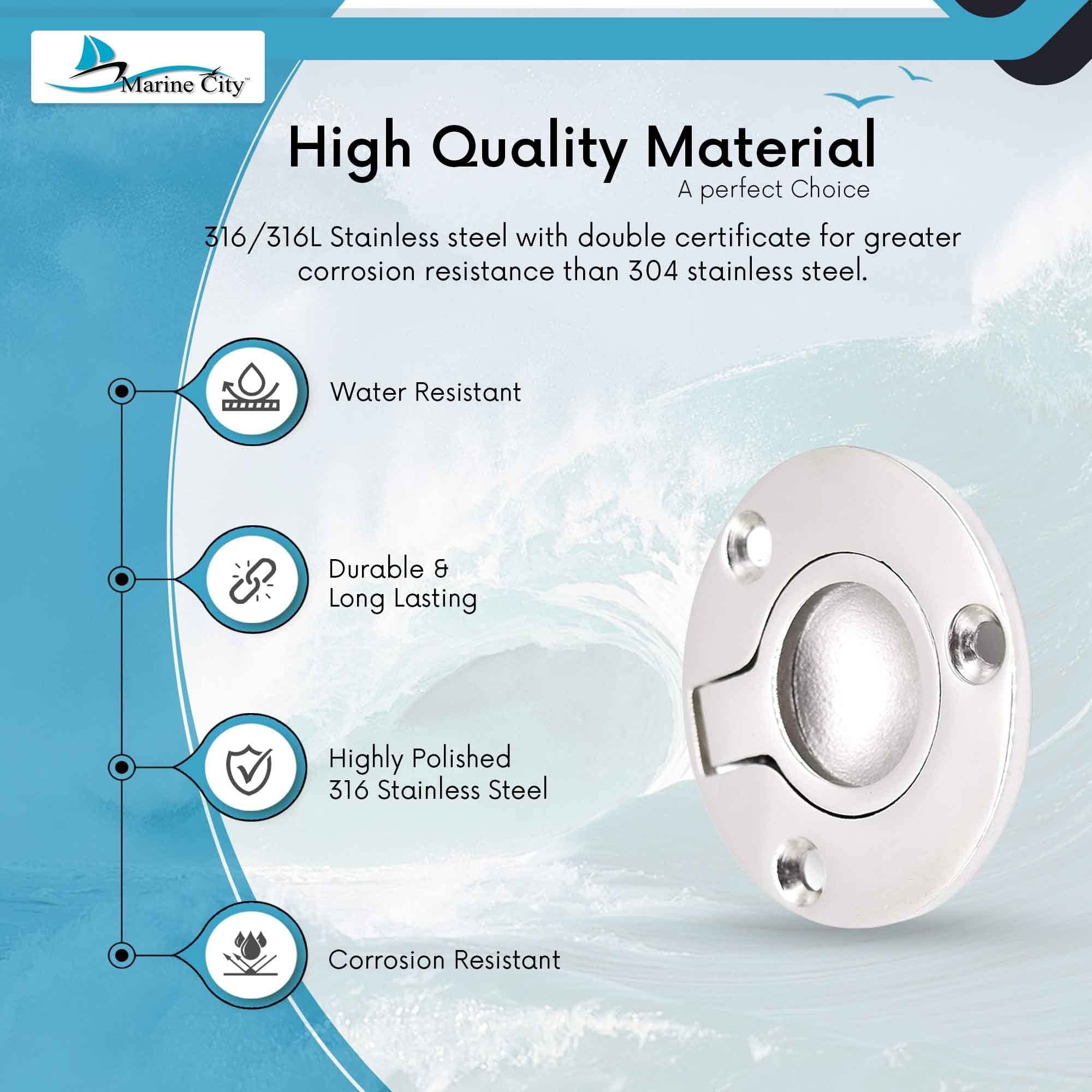 316 Stainless Steel Boat Hatch Lift Ring - Marine Grade Flush Mount Handle