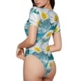 thumbnail image 3 of Naloa Daisy Flowers Women's Short-Sleeved Onesie, One-Piece Swimsuit for Parties, dates, clubs - Small, 3 of 9