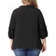 thumbnail image 3 of Blusas de mujer de tallas grandes Agnes Orinda con flecos, manga 3/4, escote en V y lazo, 4X, negras, 3 of 6