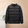 thumbnail image 4 of Mrmaere Men's Stand Collar Puffer Jacket Horizontal Quilted Elastic Cuff Warm Outerwear for Daily & Cold-Weather Wear Black L, 4 of 4