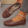 thumbnail image 2 of Hurxie Women's Classic Loafers Lightweight Non-Slip Hand-Stitched Nurse Shoes Comfortable Soft Sole Slip-On Leather Flats Brown 6, 2 of 8