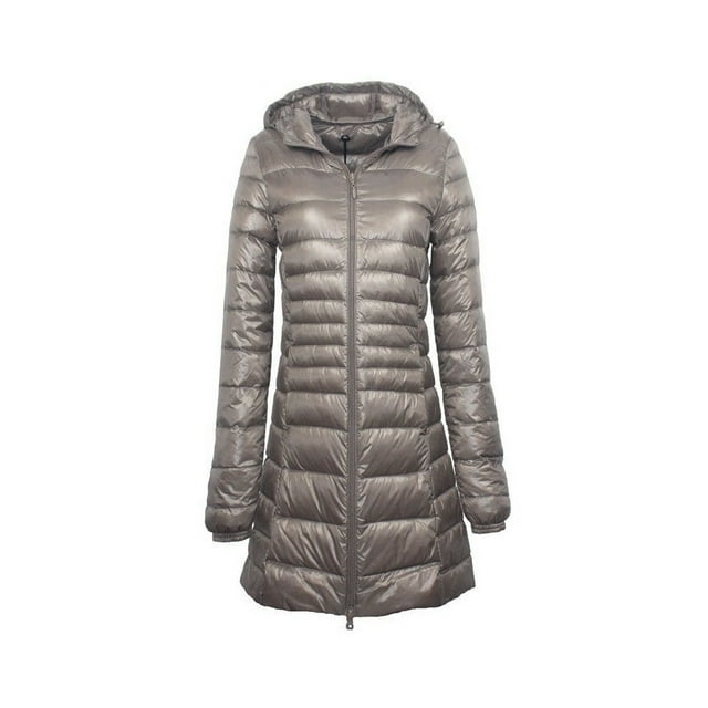 Veste Longue en Duvet pour Femmes 7TG 8TG Plus Hiver Ultra Légère avec Capuche