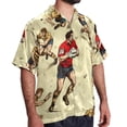 thumbnail image 2 of Football Men's Short Sleeve Printed Poplin Beach Shirts with Spread Collar - Casual Button Down Summer Tops for Unisex, 2 of 6