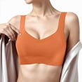 thumbnail image 4 of Gyexs Women's Comfortable Deep V Neck Sports Yoga Bra for Sleep and Active Plus Size Bras for Women, Orange, Size XL, 4 of 5